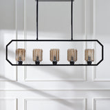 ERSA 5 LIGHT CHANDELIER OAKWOOD