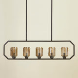 ERSA 5 LIGHT CHANDELIER OAKWOOD