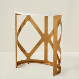 THEBES END TABLE WHITE CHAMPAGNE