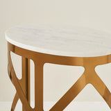 THEBES END TABLE WHITE CHAMPAGNE