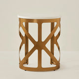 THEBES END TABLE WHITE CHAMPAGNE
