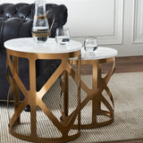 THEBES END TABLE WHITE CHAMPAGNE